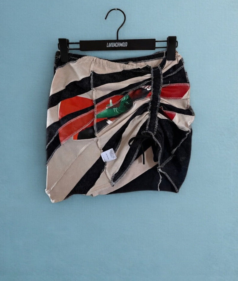 Mini Jupe Déconstruit couleur Beige Créma-Braise LAKUACHIMOTO