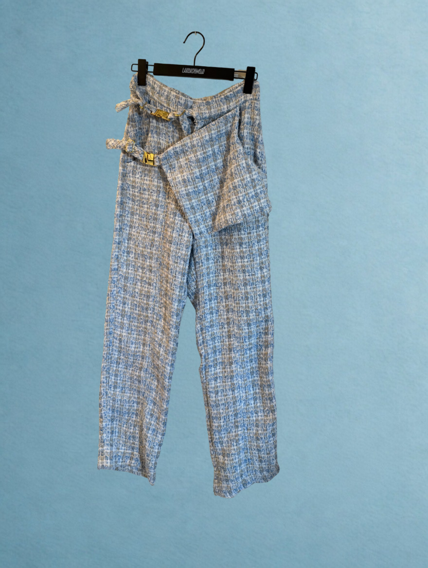 Pantalon en Tweed couleur Bleu Clair