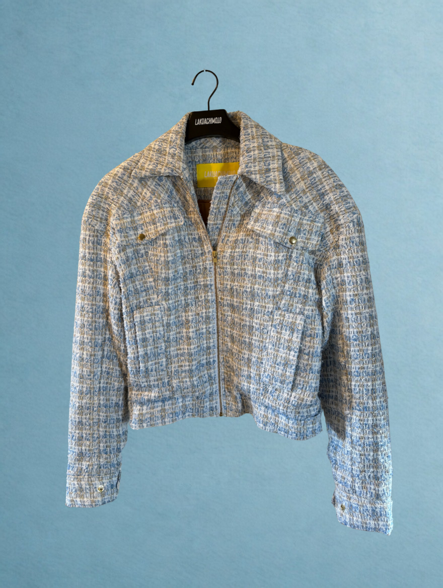 Veston en Tweed couleur Bleu Clair LAKUACHIMOTO