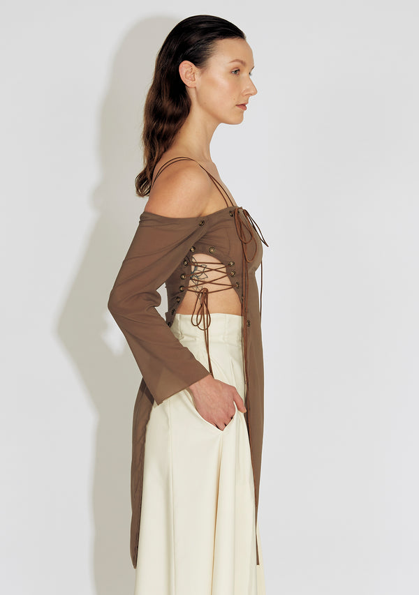 Tunique DESERT en chiffon taupe